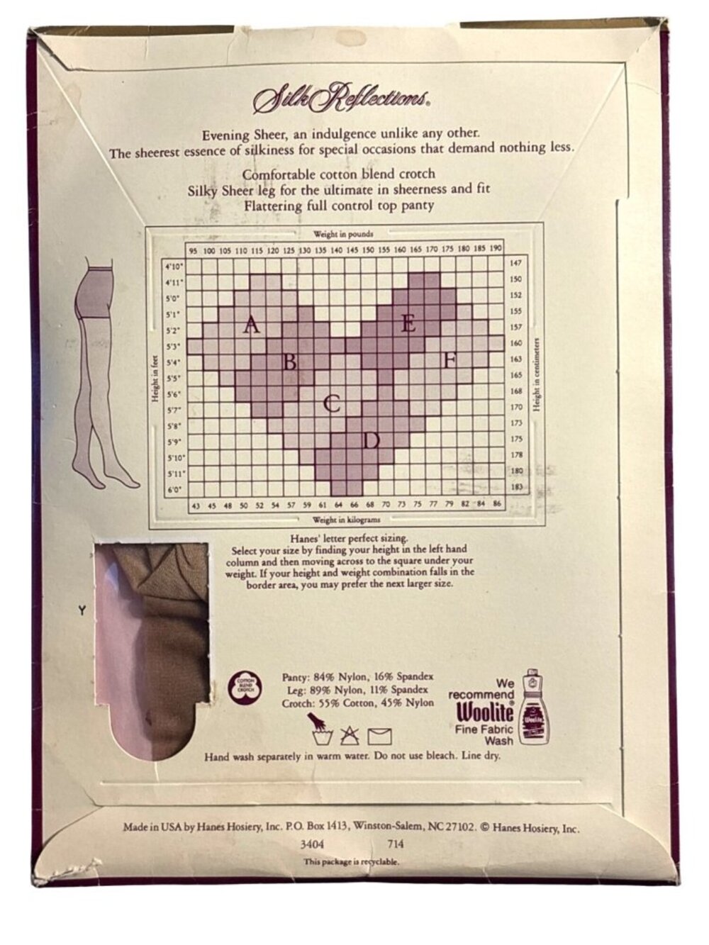 VTG Womens Hanes Silk Reflect Evening Sheer Control Top Sandalfoot Pantyhose AB - Picture 2 of 4